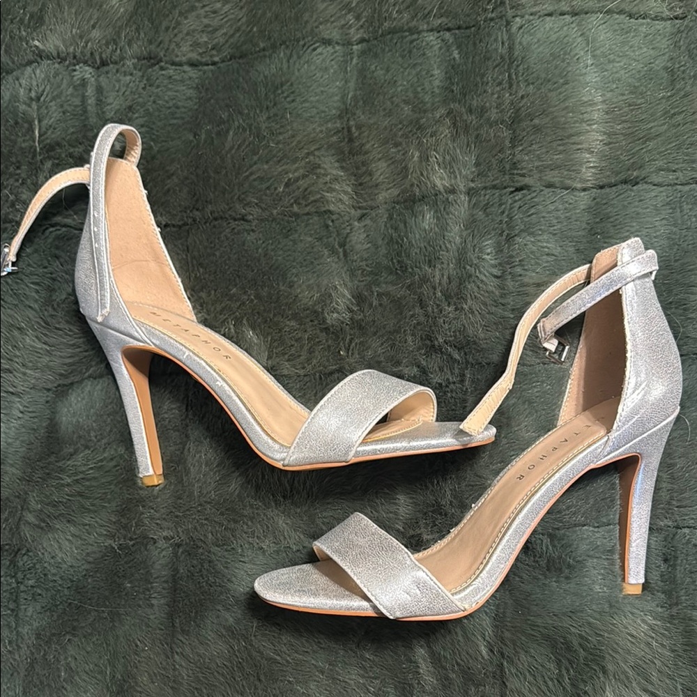 Silver Ankle-Strap Heels